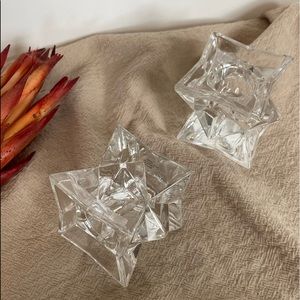 Glistening star crystal candle holder set